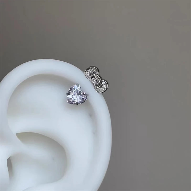 Lunivop 1pcs Quality Shiny Cross Blue Zircon 316L Stainless Steel Ear Bone Nail Y2K Silver Color Earring for Women Cochlear Accessorie