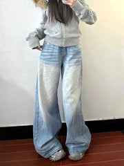 Lunivop  American Retro Jeans Women Simple Baggy High Waisted Cargo Denim Pants Washed Y2K Wide Leg Jeans Trousers Casual Streetwear