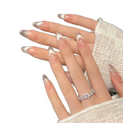 Lunivop  10Ppcs Handmade Press on Nails Women Purple Cat Eye Fake Nails with Glue Spring Summer Mid-Length Girls Aesthetic false Nails