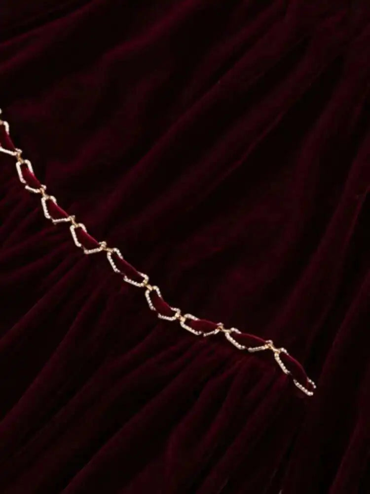 Lunivop Elegant Women's Long Solid Round Neck Chains Hollow Out Dresses Slim High Waist Patchwork Dress  Autumn 2025 New