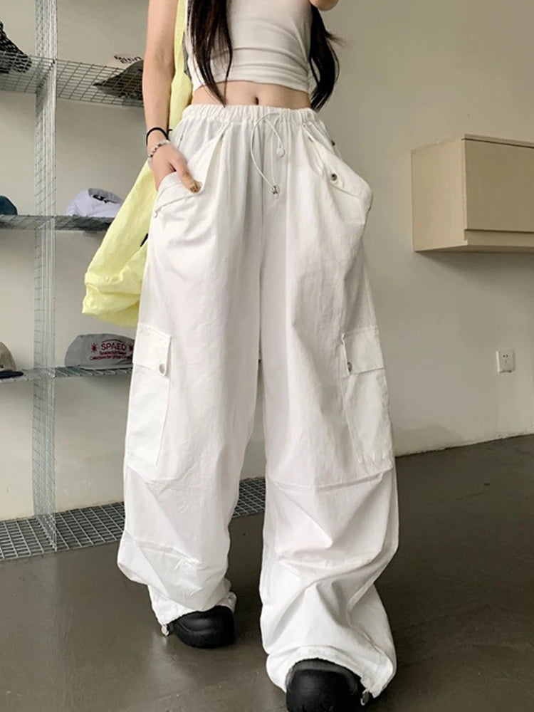 Lunivop Y2K Pink Cargo Pant Women Loose Hip Hop High Waist Streetwear Trousers American Vintage Oversize Pockets Paratrooper Pants