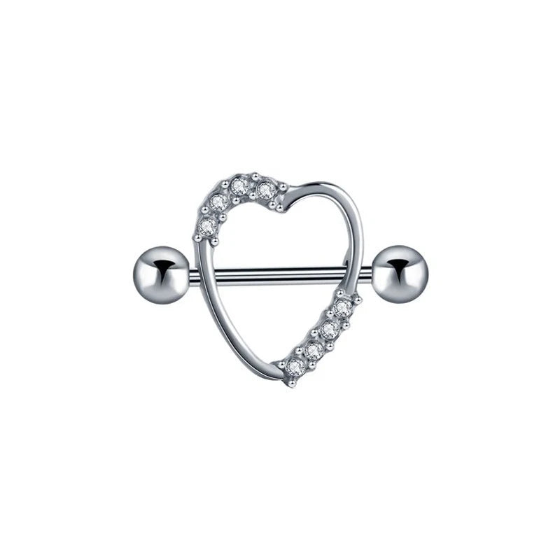 Lunivop 1pc Love Heart Nipple Piercing Stainless Steel Crystal Sexy Nipple Ring Nails Barbell Body Pierced Jewelry Chest Decor Party