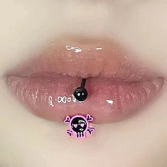 Lunivop Lip Piercing Skull Lip Ring Labret Piercing Pink Skeleton Head Helix Piercing Earring Jewelry Body Accessories for Women