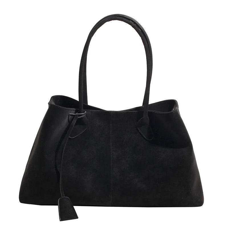 Lunivop Elegant Faux Suede Handbags Women England Style Solid Casual Totes Large Capacity Designer Shoulder Bags Lady Retro Female Bags