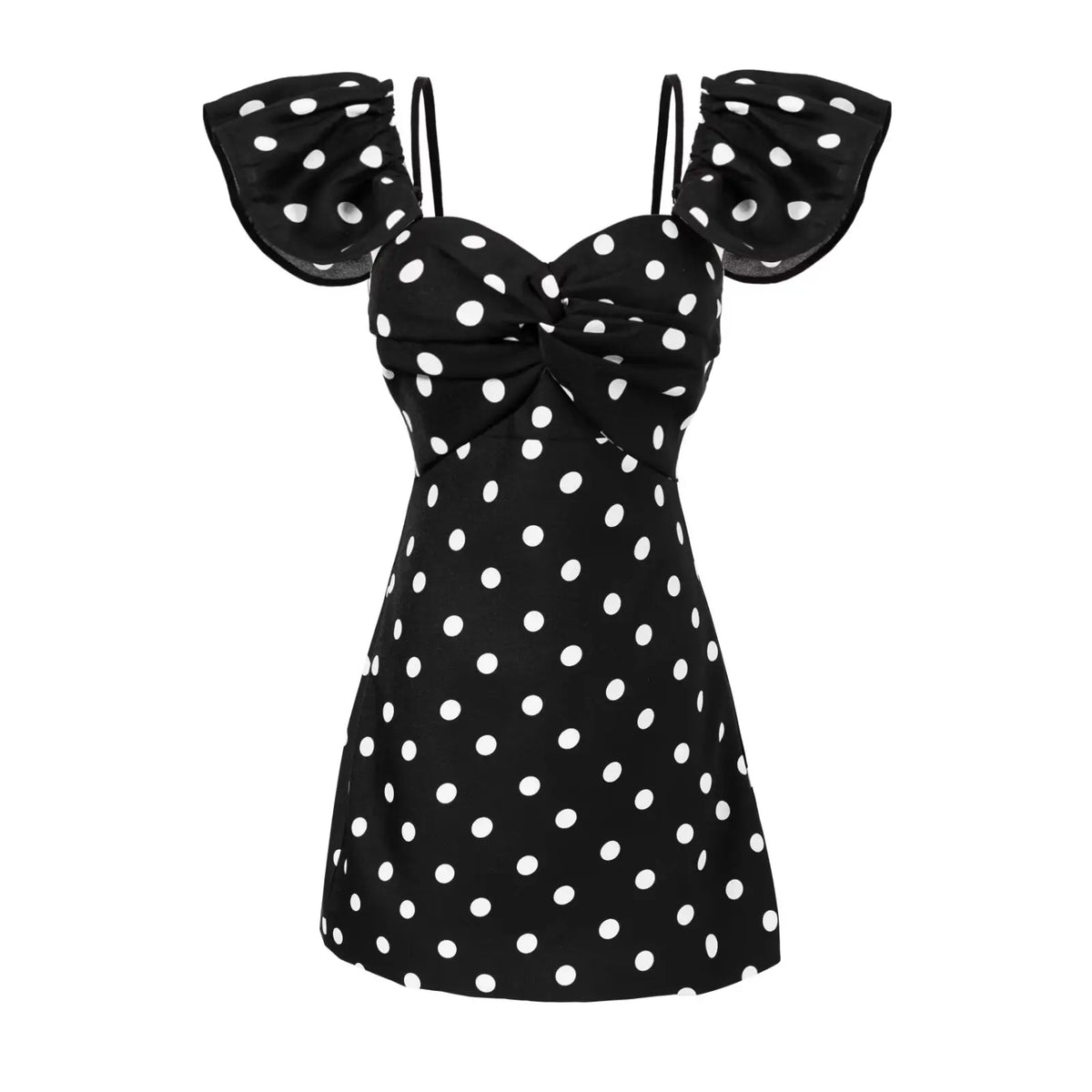 Lunivop  Sexy Black White Polka Dot Print Ruffles Off Shoulder Dress Ruched Chest Slim Waist Short Dresses Robe Holiday Femme Vestidos