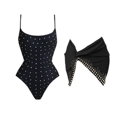 Lunivop   2Pcs Diamond Swimsuit Women Sexy Bikini Bandeau Biquini Push Up Swimwear Female Shiny Bathing Suit Mesh Beach Outfit Mini Skirt