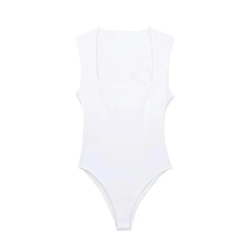 Lunivop 2025 Black Woman Body Square Neck Sleeveless Bodysuit Women Blue White Sexy Tight Bodysuit Lingerie Bodycon Summer Tops