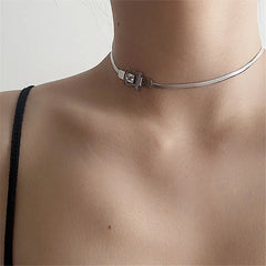 Lunivop Belt Buckle Choker Snake Chain Necklaces For Sexy Women Minimalist Titanium Steel Hip Hop Necklace Punk Cool Trend Jewelry