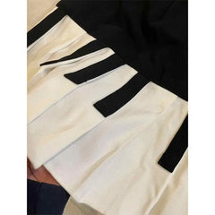 Lunivop  American Vintage Black White Piano Keys Skirts Y2k Slim Waist Ruched A-line Skirt for Women 2025 Summer New Faldas Mujer
