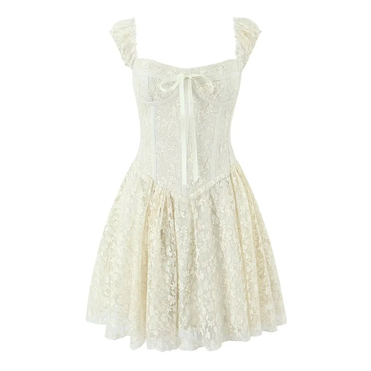 Lunivop  Summer Women Sexy Off Shoulder Short Sleeve Lace Mini Dresses Party Robe