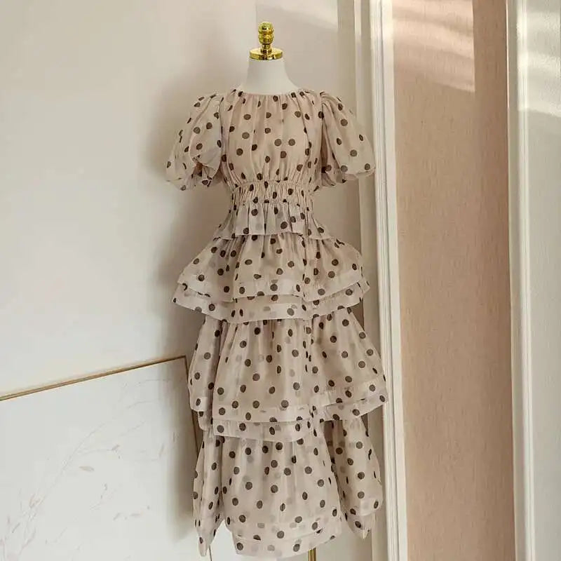 Lunivop Fashion printing folds 2 piece set Women's puff sleeve tops High waist skirt suit 2025 summer new tide