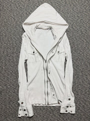Lunivop  Women's Winter Jacket White Style Hoodie  Zip-Up Casual Coat Vintage Harajuku Gothic High Street Punk Aesthetics American Style