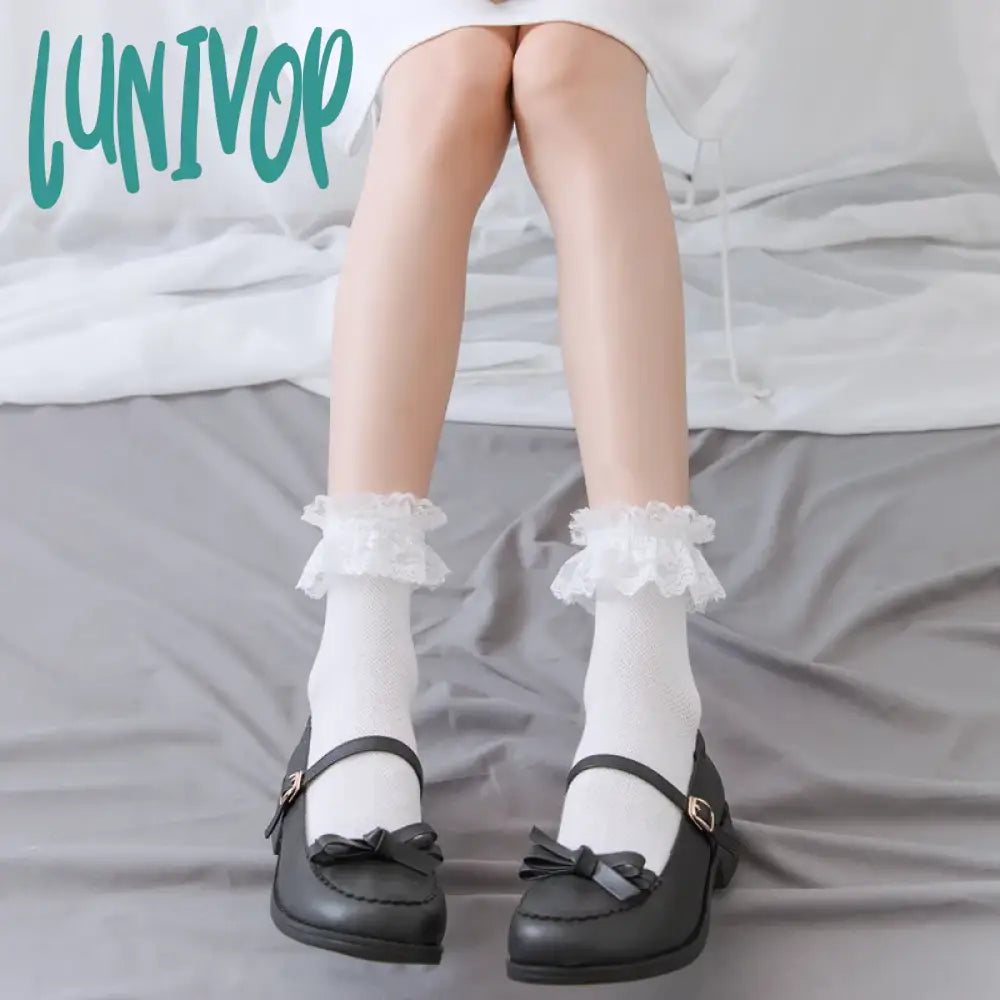 Lunivop 1 Pair Woman Lace Short Summer Socks Japanese Maiden Lovely Sweet Ruffle Cotton Lolita