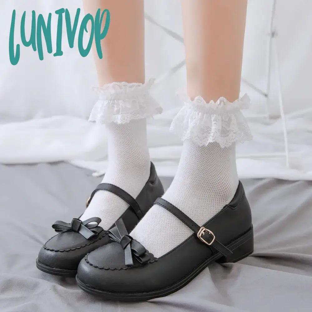 Lunivop 1 Pair Woman Lace Short Summer Socks Japanese Maiden Lovely Sweet Ruffle Cotton Lolita