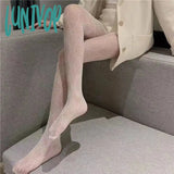 Lunivop 1Pair Women Sexy Stockings Double G Fishnet Black Tights Woman Small Mesh Patterned Hollow