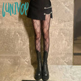 Lunivop 1Pair Women Sexy Stockings Double G Fishnet Black Tights Woman Small Mesh Patterned Hollow
