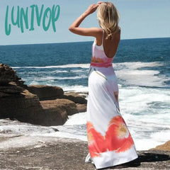 Lunivop 2024 Floral Prom Long Dress For Women Beach Holiday Backless Boho Elegant Coquette Dresses