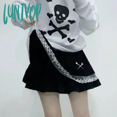 Lunivop 2024 Goth Gothic Skirt Girl Women’s For Summer Harajuku Black Mini Skirts Japanese Emo