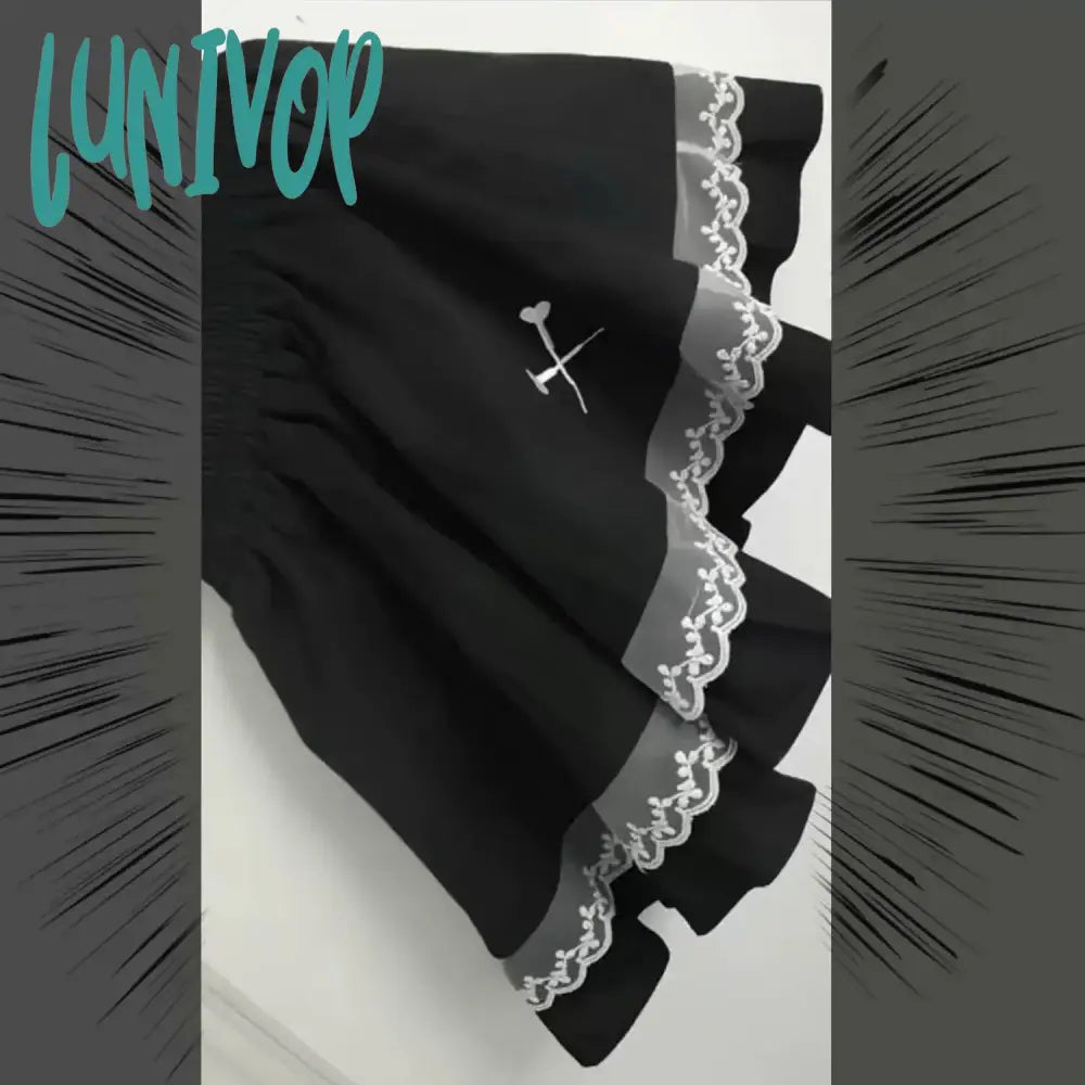 Lunivop 2024 Goth Gothic Skirt Girl Women’s For Summer Harajuku Black Mini Skirts Japanese Emo