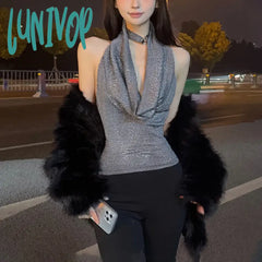 Lunivop 2024 Spring New Grey Simple Loose Casual All-Match Fashionable High Street Sexy Mature