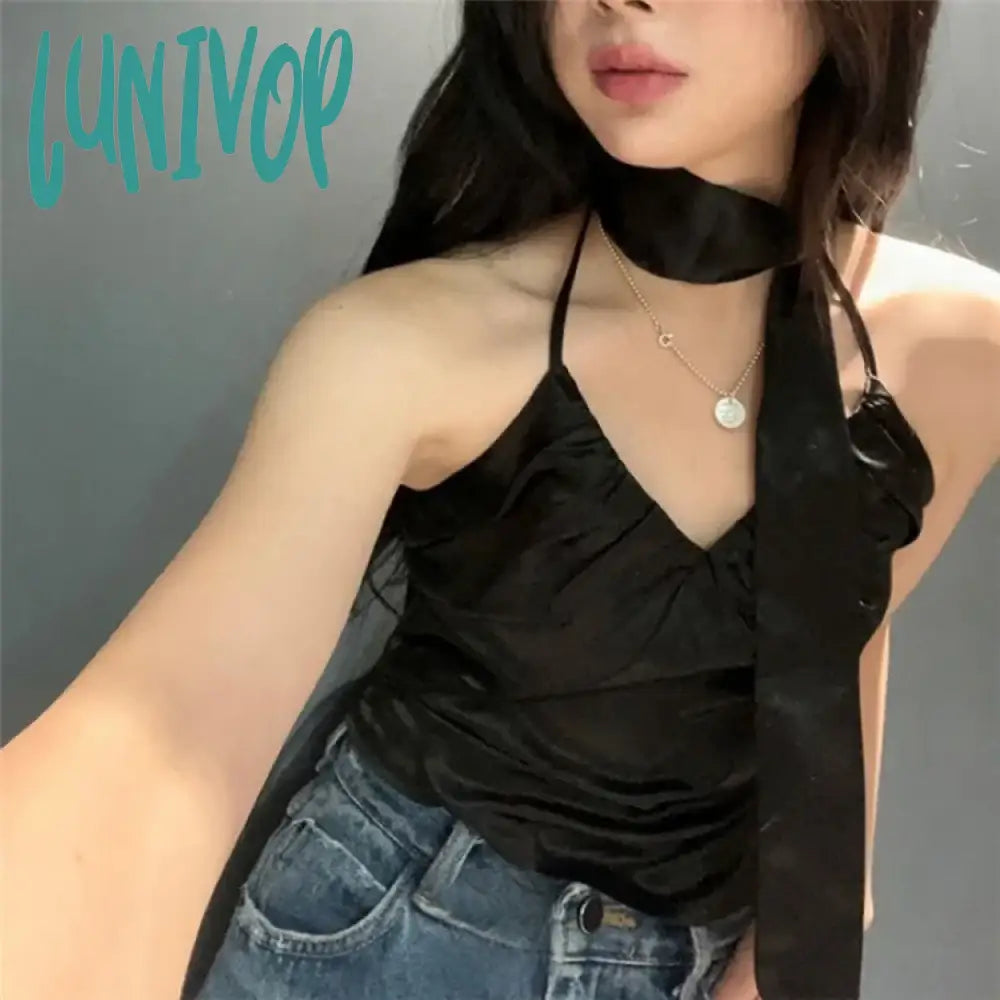 Lunivop 2024 Summer New Black Camisole Mujer Fashion Street Sexy Slim Fit Ruched Vest For Women Y2K