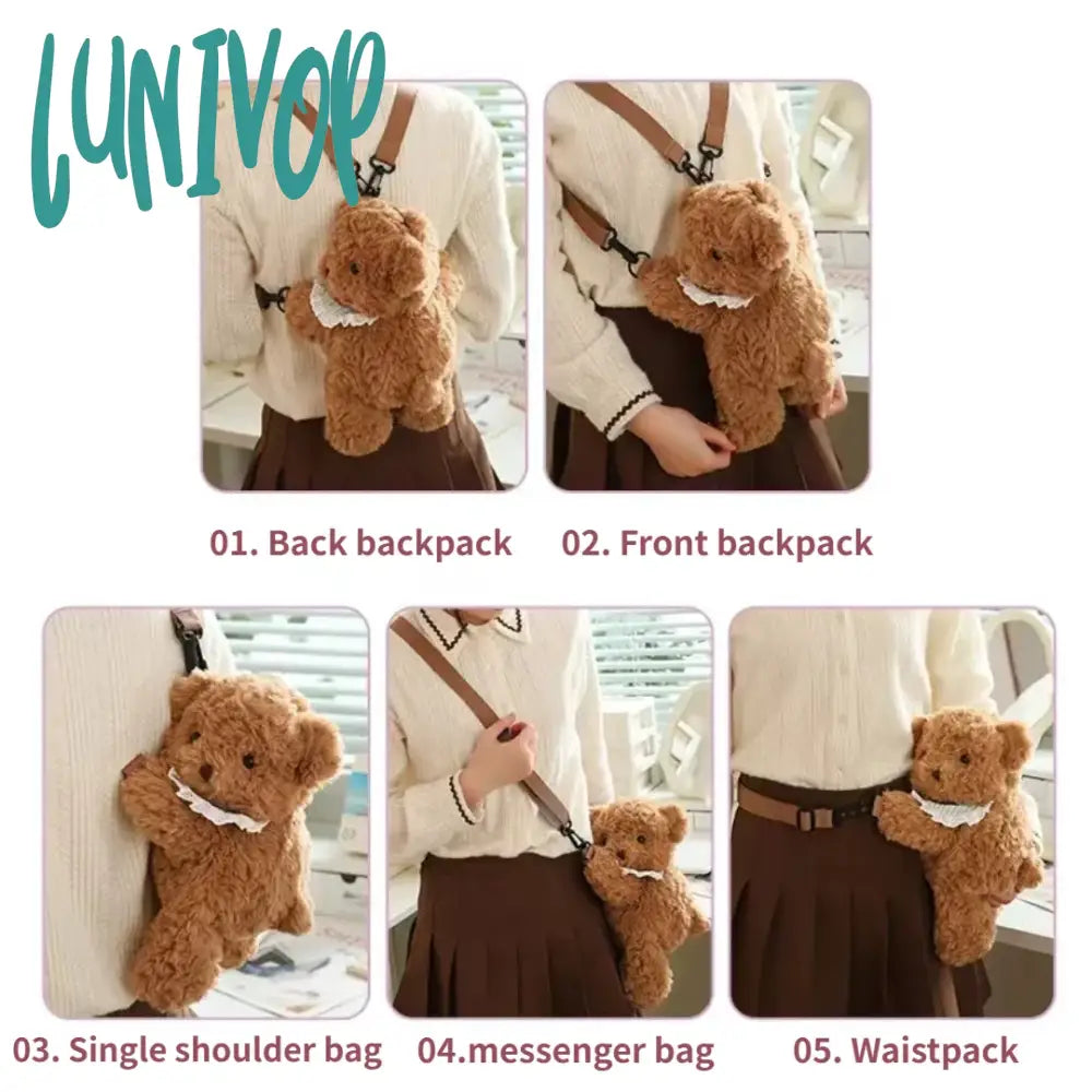 Lunivop 30Cm Kawaii Lamb Plush Backpack Cute Fashion Plushie Doll Shoulder Bag Mini Knapsack Bags