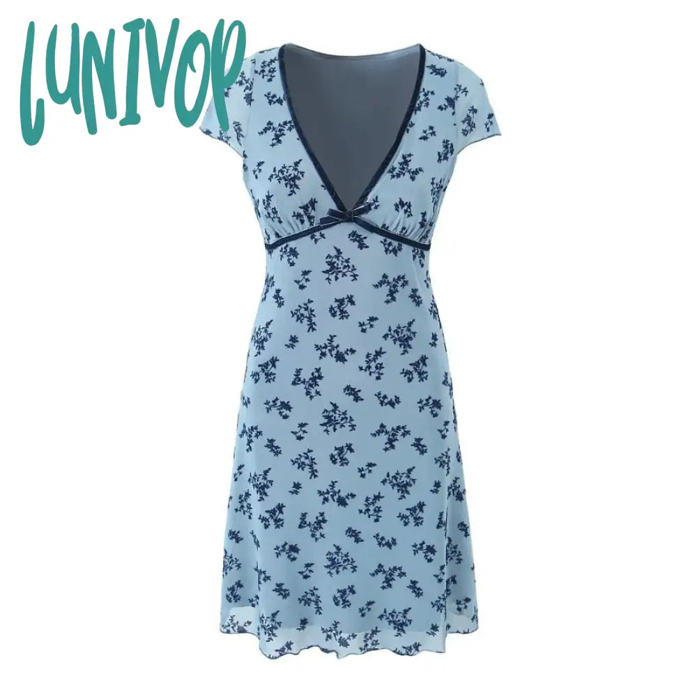 90s fashion 24 Style Women's New Summer Mesh Printed Slim High Waist Sheath V-neck Short Sleeve Dress Skirt