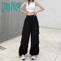 90s streetwear American Retro Workwear Casual Pants Women's Summer Versatile Straight Draping Ankle-Tied Trousers Loose Wide-Leg Pants Ins