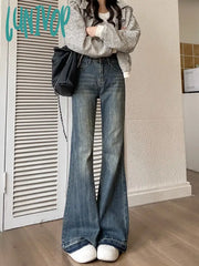 90s streetwear Women's Skinny Jeans Autumn and Winter New American Retro High Waist Loose Non-Leg Flared Pants Autumn