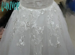 Lunivop A Line Boat Neck Wedding Dress For Women See Through Tulle Bridal Gown With Lace Floral