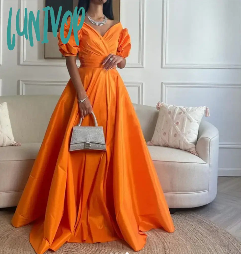 Lunivop A Line Off The Shoulder Evening Dresses Long Formal Prom Dress Elegant Sleeveless Party