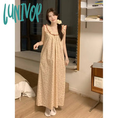 alice in wonderland costume Korean Style Retro Floral Cotton Ruffled Strap Backless Pajamas Home Wear Nightdress for Women Summer New