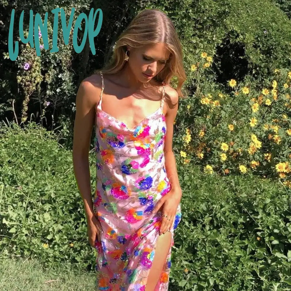 alien invasion dress to impress New off-Neck Backless Sequined Floral Gold Chain Women's Split Dress