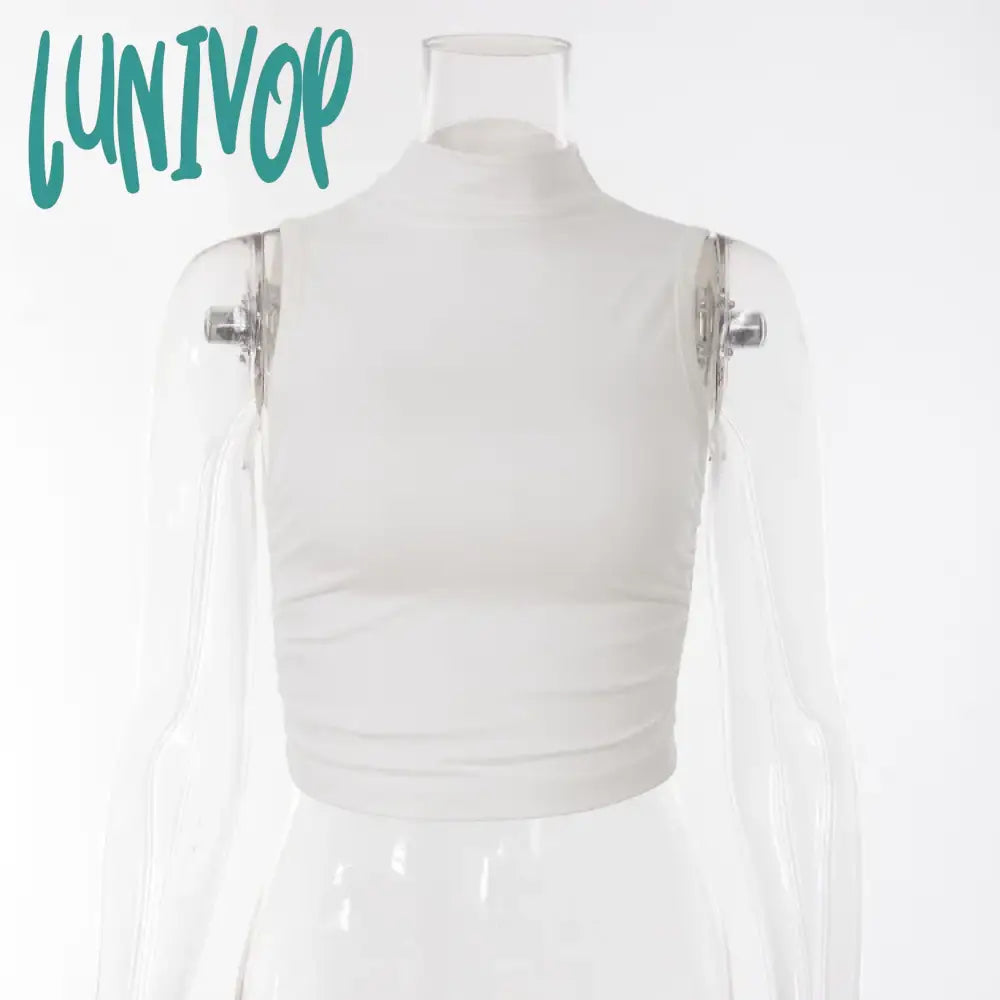 Lunivop American Half-High Collar Sleeveless Tops Mujer 2024 Summer New Vest For Women Y2K E-Girl