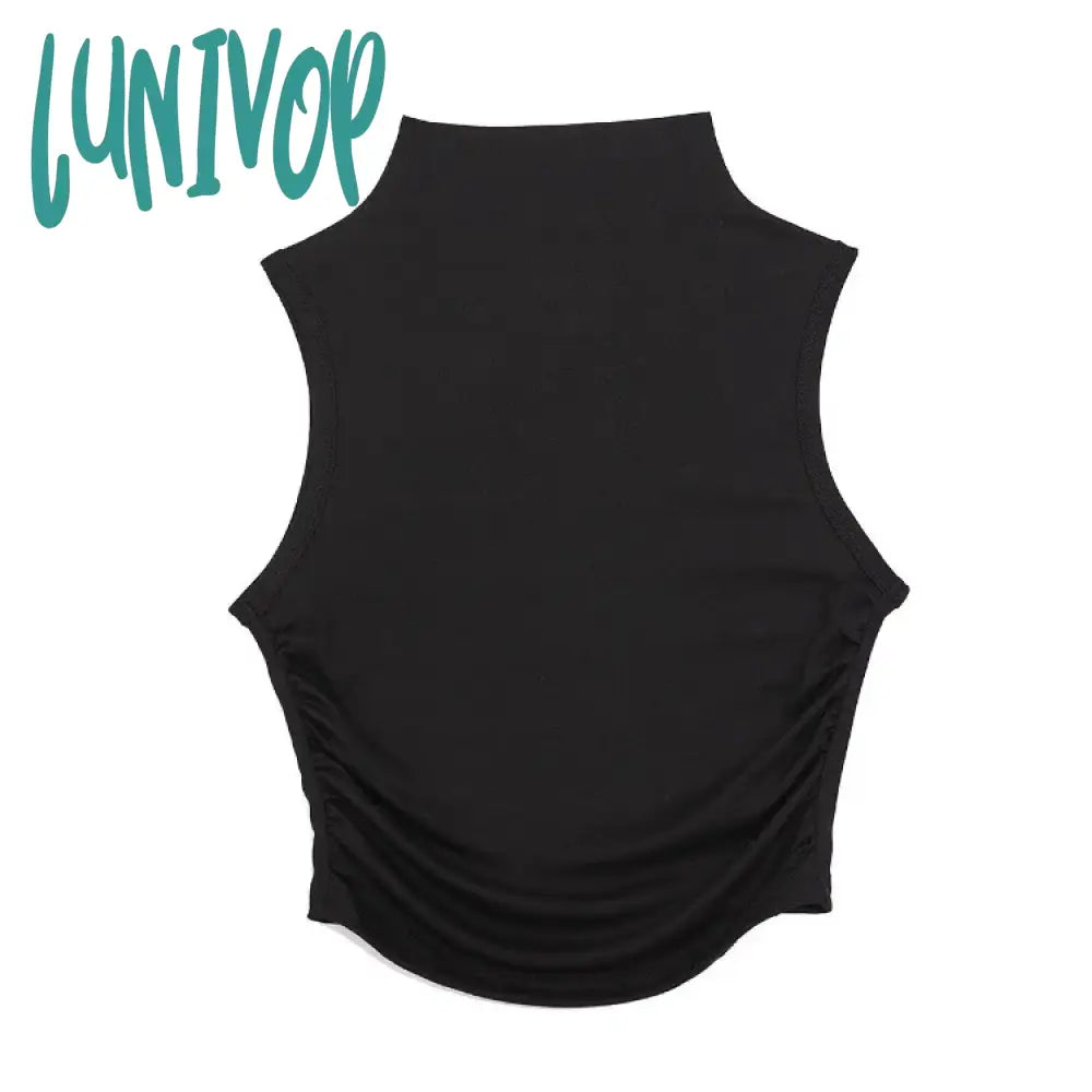 Lunivop American Half-High Collar Sleeveless Tops Mujer 2024 Summer New Vest For Women Y2K E-Girl