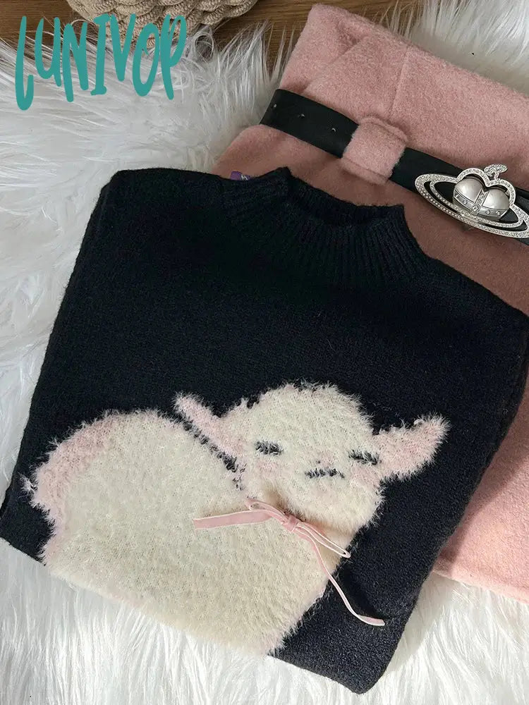 Lunivop Autumn Winter Woman Cute Core Korean Kawaii Jumper Turtleneck Sweater 2000S Aesthetic