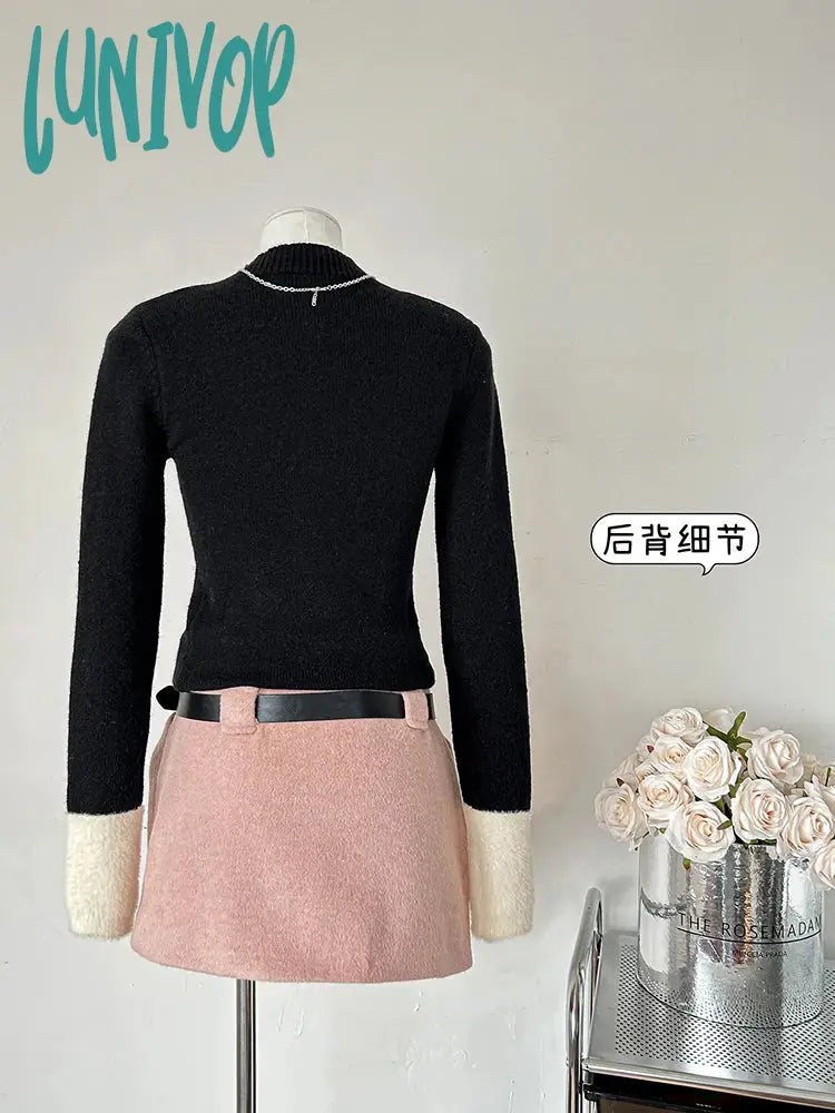 Lunivop Autumn Winter Woman Cute Core Korean Kawaii Jumper Turtleneck Sweater 2000S Aesthetic