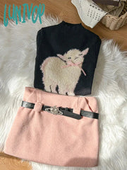 Lunivop Autumn Winter Woman Cute Core Korean Kawaii Jumper Turtleneck Sweater 2000S Aesthetic