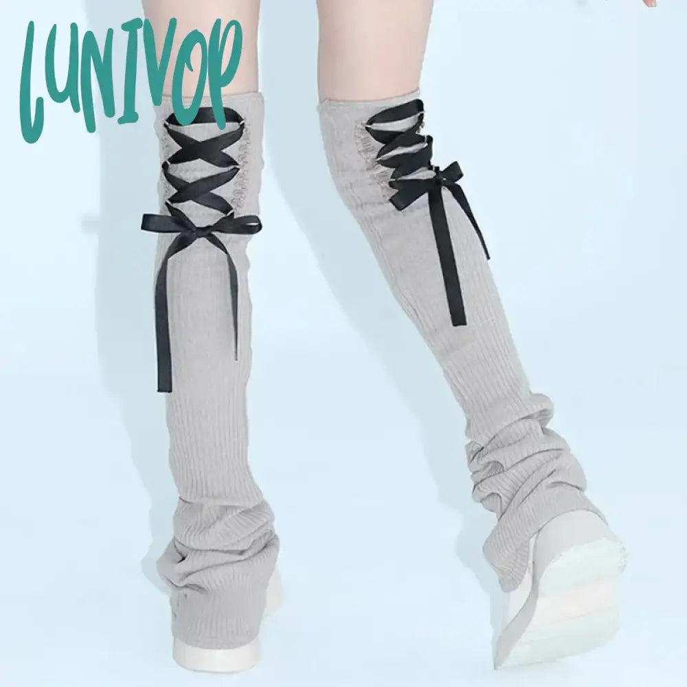 Lunivop Back Strap Leg Socks Vintage Sports Warmers Y2K Women Long Calf Harajuku Ballet Covers Punk