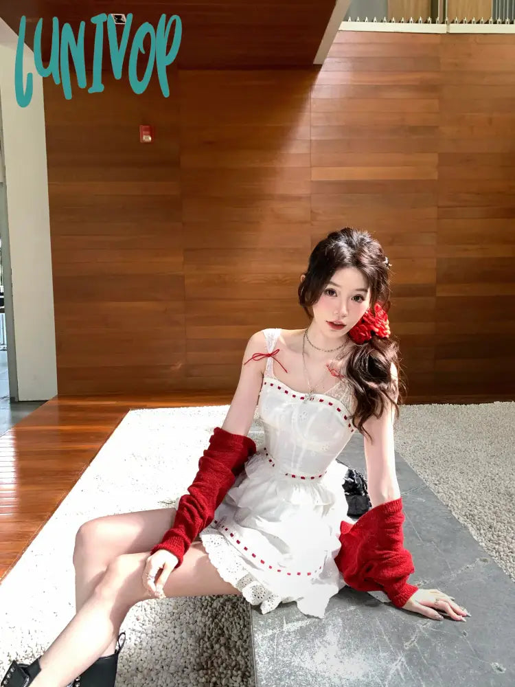 Lunivop Beach Style Y2K Mini Dress Women Casual Sleeveless Strap Even Party Clothing Korean Fashion