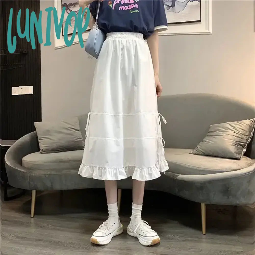 Lunivop Black Long Skirt For Women Girl Midi Summer Fairycore Clothes Fairy Core Y2K Clothing