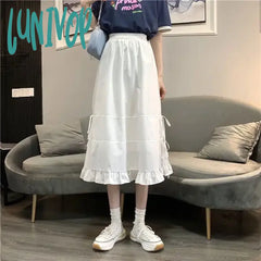 Lunivop Black Long Skirt For Women Girl Midi Summer Fairycore Clothes Fairy Core Y2K Clothing