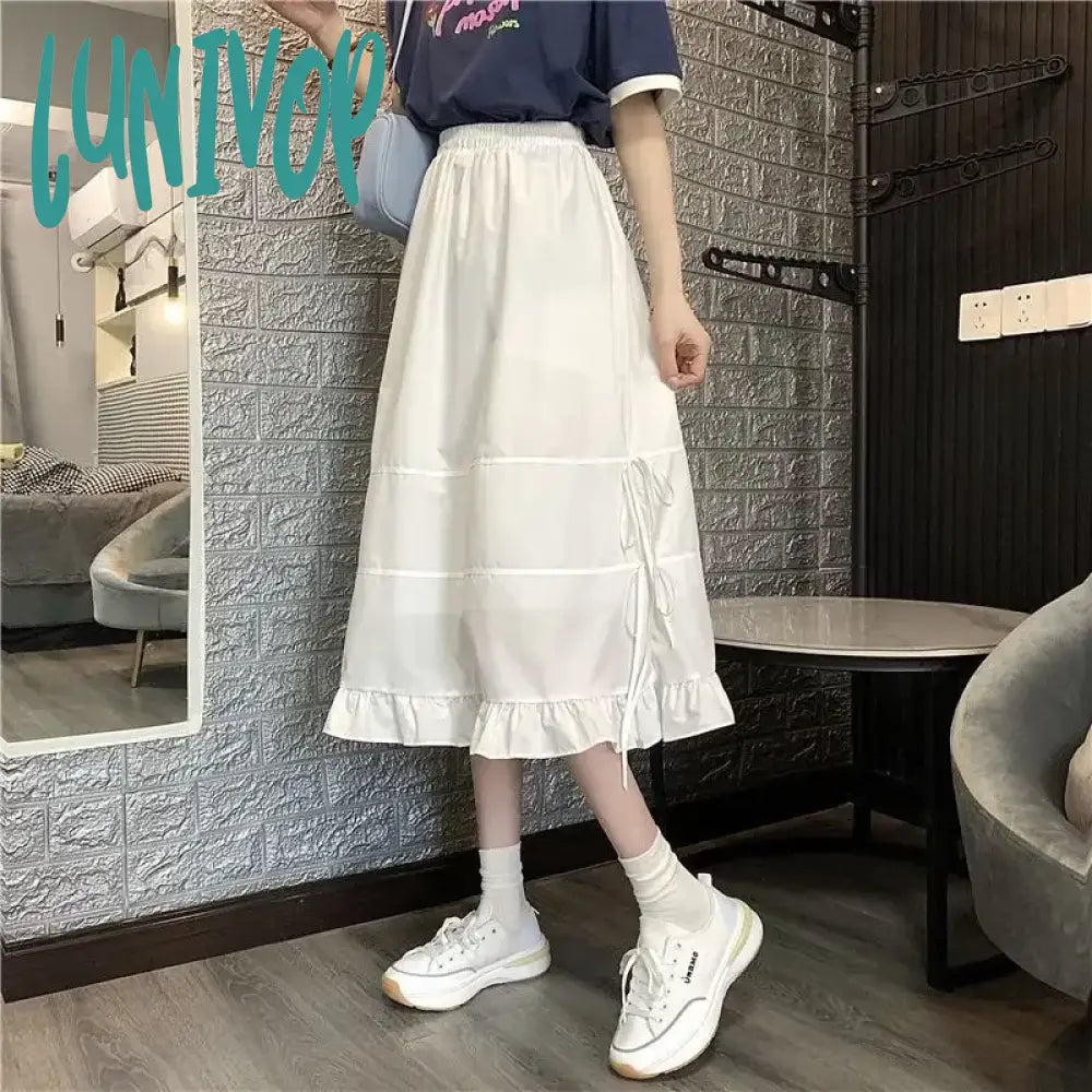Lunivop Black Long Skirt For Women Girl Midi Summer Fairycore Clothes Fairy Core Y2K Clothing