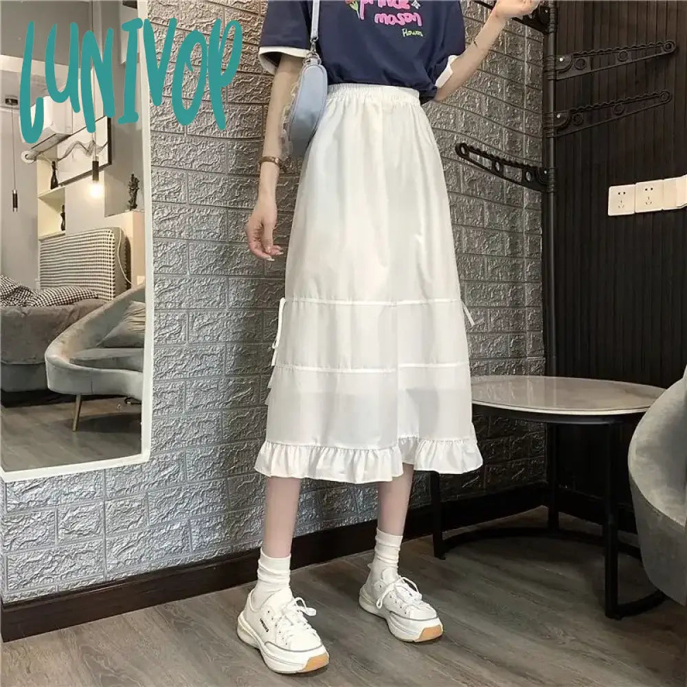 Lunivop Black Long Skirt For Women Girl Midi Summer Fairycore Clothes Fairy Core Y2K Clothing
