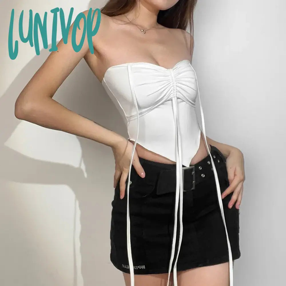 Lunivop Black Retro All-Match Corset Top Y2K Summer High Street Confident Mature Charm Young Girl