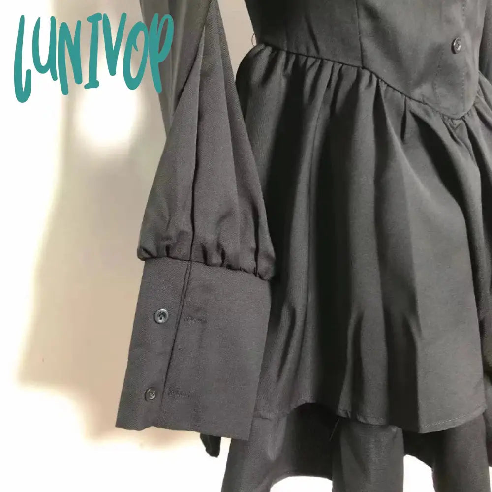 Lunivop Black Vintage 3 Piece Skirt Set Women Sexy Lolita Y2K Mini Suit Female Casual Korean