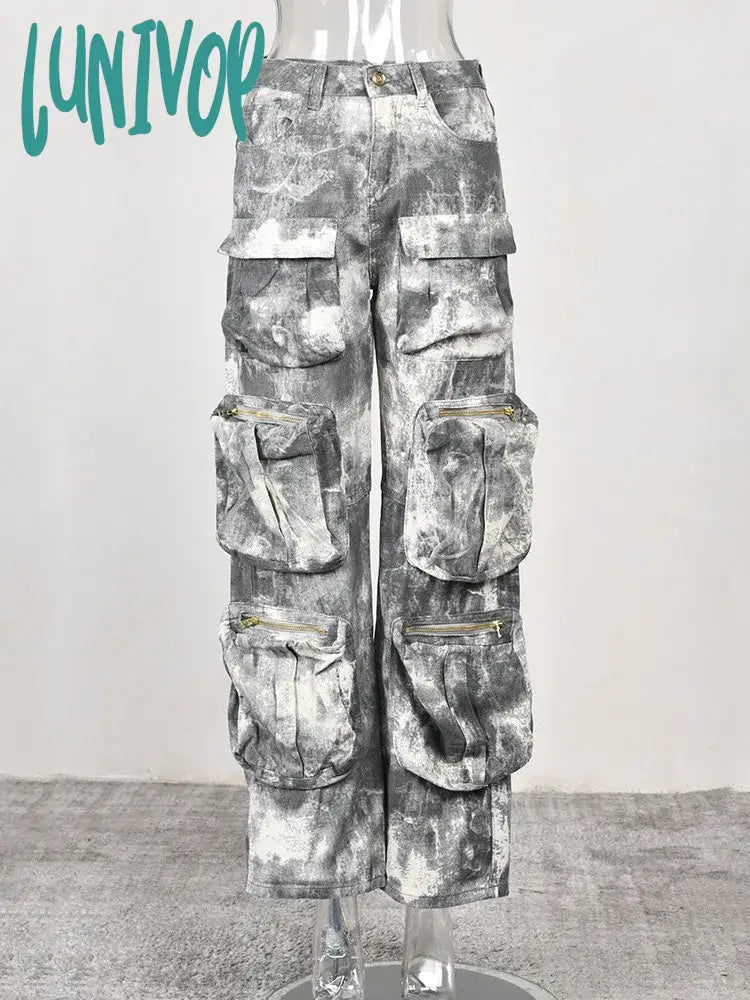 Lunivop Camouflage Cargo Pants Women Fashion Multiple Pockets Loose Long Pant Femme Street High