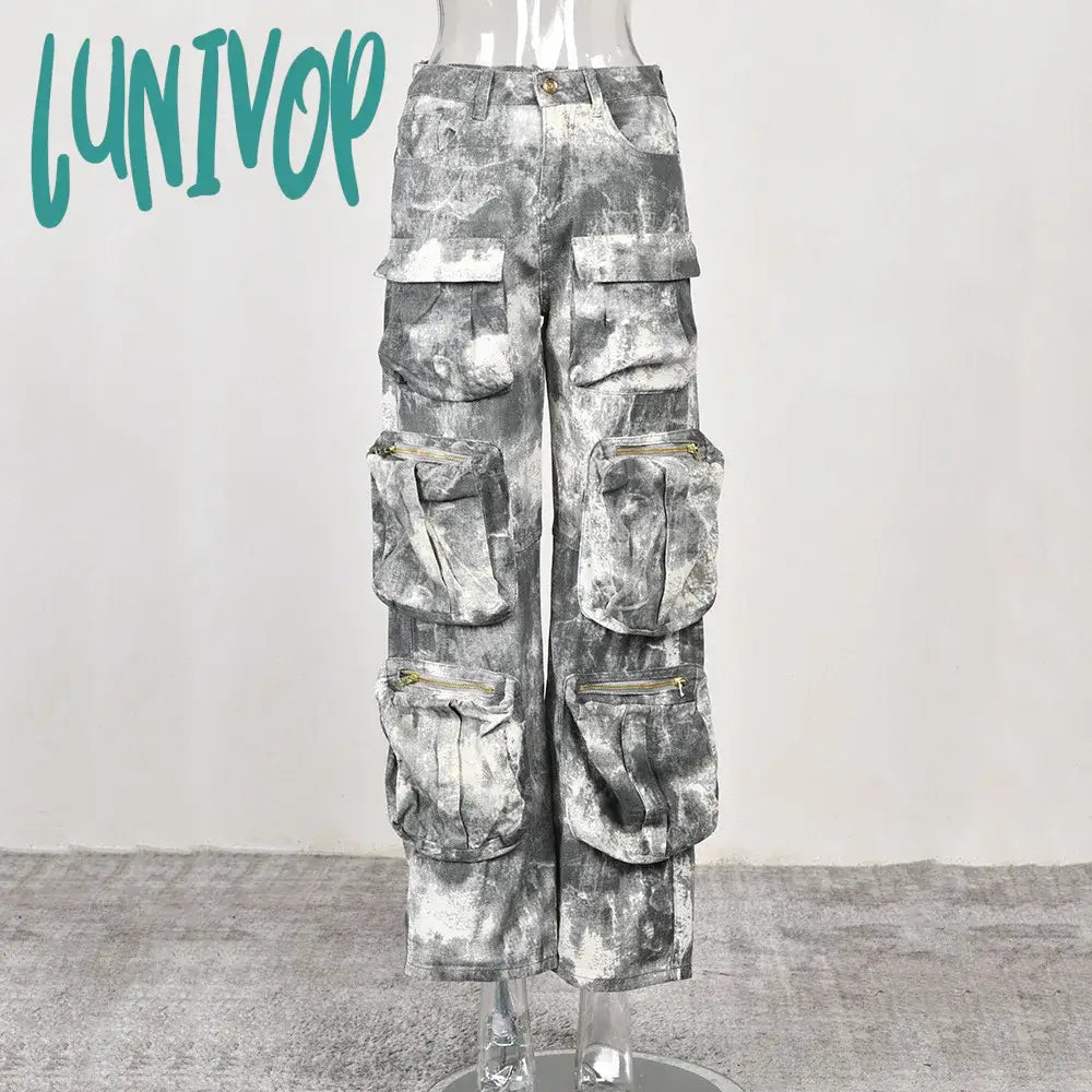 Lunivop Camouflage Cargo Pants Women Fashion Multiple Pockets Loose Long Pant Femme Street High