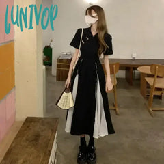 Lunivop Casual Dresses For Women Vintage Long Midi Dress Summer Chinese Style Korean Fashion Short