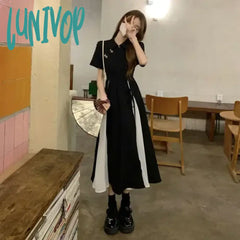 Lunivop Casual Dresses For Women Vintage Long Midi Dress Summer Chinese Style Korean Fashion Short